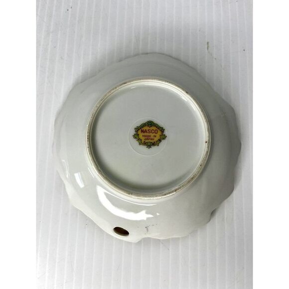 2 Vintage Nasco Japan violet Floral Trinket Dish Leaf Shape 5" shell 3. 5" - Picture 7 of 8